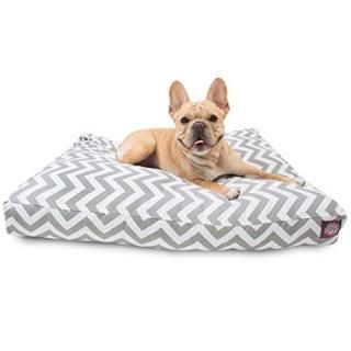 Gray Chevron Medium Rectangle Indoor Outdoor Pet Dog Bed With Removable Washable