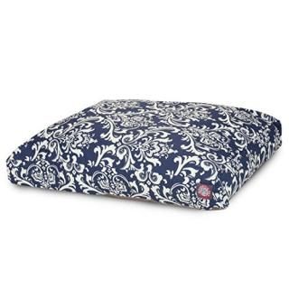 Navy Blue French Quarter Extra Large Rectangle Indoor Outdoor Pet Dog Bed With R