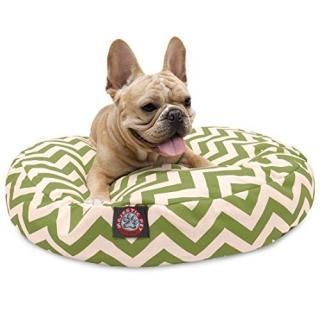 Sage Chevron Small Round Indoor Outdoor Pet Dog Bed With Removable Washable Cove