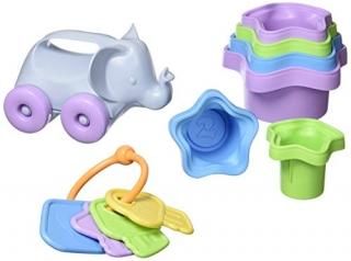 Green Toys Baby Toy Starter Set First Keys Stacking Cups Elephant Closed Box