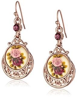 1928 Jewellery Rose Gold Amy Flower Dangle Earrings