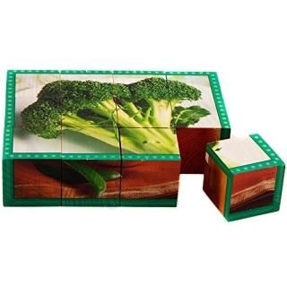 Vegetables - Stages Learning Real Picture Vegetables Wooden Cube Language Builde
