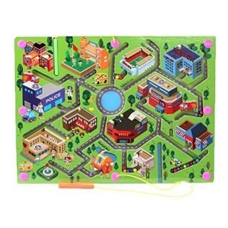 O-Toys Kids Maze Wooden Puzzle Activity Magnet Toys Beads Board Game Play Set fo
