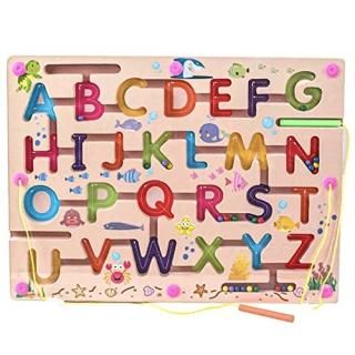 O-Toys Kids Maze Wooden Puzzle Activity Magnet Toys Beads Board Game Play Set fo