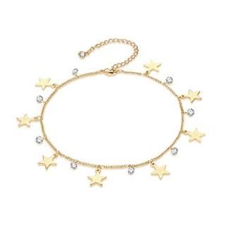 Bemoly Gold Star Charm Anklet for Women Dainty 14K Gold Plated Beach Boho Zircon