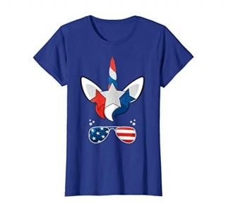 Unicorn Face 4th Of July Cute Girls Kids Teens Sunglasses T-Shirt