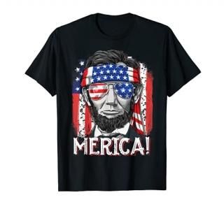 Abraham Lincoln 4th Of July Merica Men Women American Flag T-Shirt