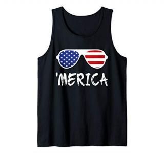 Merica Sunglasses T-Shirt Patriotic Fourth of July Gift Tank Top