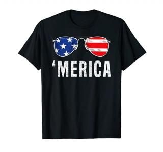 4th Of July Merica American Flag Sunglasses Boys Girls Kids T-Shirt