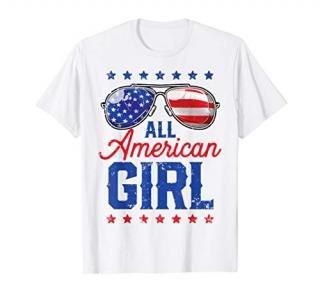 All American Girl 4th of July Family Matching Sunglasses T-Shirt