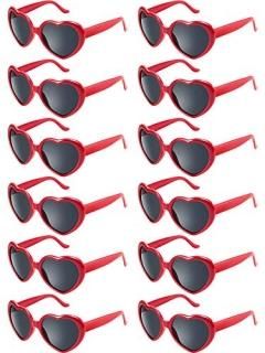 Blulu 12 Pieces Neon Colors Heart Shape Sunglasses for Women Party Favors and Fe