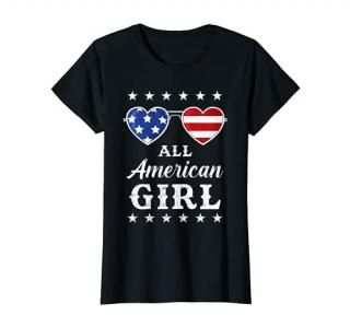All American Girl 4th Of July Girls Kids Teens Sunglasses T-Shirt