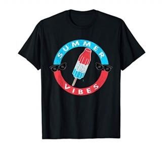 Summer Vibes Patriotic Rocket Pop & Sunglasses 4th of July T-Shirt