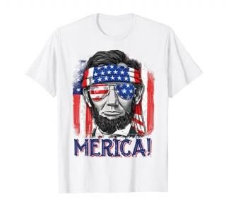 Abraham Lincoln 4th Of July Merica Men Women American Flag T-Shirt