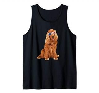 Cocker Spaniel Wearing Sunglasses 4th Of July Dog Tank Top