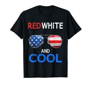 Boys Red White & Cool 4th Of July Sunglasses Kids Teens Men T-Shirt