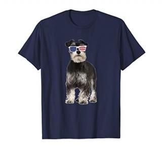 Miniature Schnauzer Wearing Sunglasses 4th Of July Dog Shirt