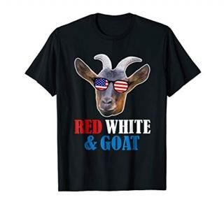 Red White & Goat 4th of July Shirt Funny Goat Sunglasses Tee