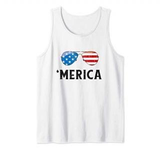 Kids America Shirt Merica Sunglasses 4th July Tank Top