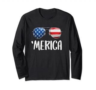Merica Sunglasses 4th of July For Men Women kids US Long Sleeve T-Shirt