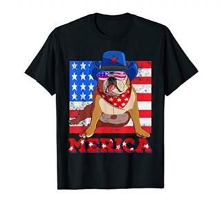 Merica English Bulldog 4th Of July USA Sunglasses T-Shirt