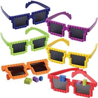 Building Blocks Glasses - Pack of 6 - Block Mania Building Block Glasses with Ex