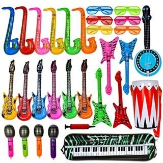 Max Fun Inflatable Rock Star Toy Set 30 PCS 80s Party Decorations Inflatable Par