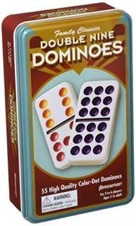Double 9 Colour Dominoes in Tin Colours Vary