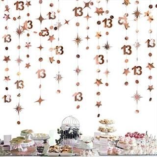 Rose Gold 13th Birthday Decorations Number 13 Circle Dot Twinkle Star Garland Me