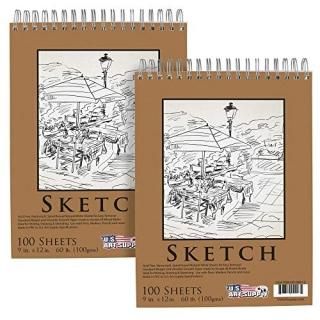 U.S. Art Supply 9 x 12 Premium Spiral Bound Sketch Pad Pad of 100-Sheets 60 Poun