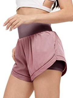 LASLULU Womens Quick-Dry Athletic Shorts Sport Loose Elastic Waist Fitness Activ