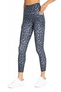 BALLY TOTAL FITNESS High Rise Pocket Ankle Legging Leopard Black/Gray Large
