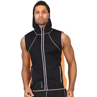 SaunaTek Men's Sauna Hooded Vest Sweat Suit for Exercise and Sweat Production Ne