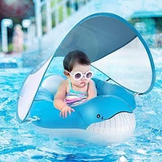 Yobeway Inflatable Baby Float with Canopy for Sun Protection Safe Anti-Slip Bott
