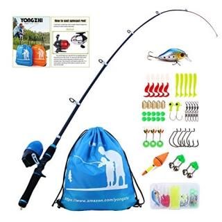 Blue One - YONGZHI Kids Fishing Pole with Spincast Reel Telescopic Fishing Rod C