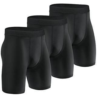 Niksa 3 Pack Compression Shorts Men Quick Dry Black Performance Athletic Shorts-