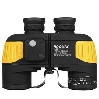 Hooway 7x50 Waterproof Fogproof Marine Binoculars w/Internal Rangefinder & Compa