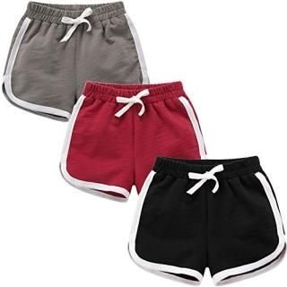qtGLB Girls Shorts 3-Pack 100% Cotton Active Athletic Running Sleeping for Toddl
