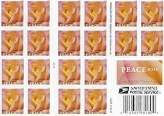 Peace Rose Forever Stamp 1 Booklet 20 Stamps Scott 5260
