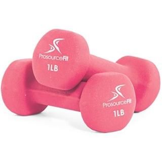 Pink - 1 Pound - ProSource Set of 2 Neoprene Dumbbell Coated for Non-Slip Grip 0