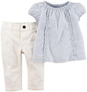Carter's Baby Girl Collection 2pc Ticking Stripe Blue 6 Months