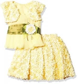 Pretty Me USA Girls' Cap Sleeve Floral Skirt Set Yellow 2