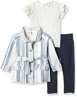 Jessica Simpson Girls' 2 pcs. Set Sea Salt/Faded Denim Stripe 18M