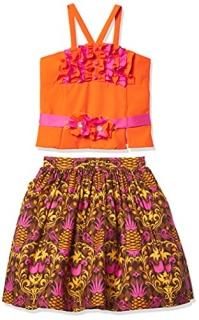 Pretty Me USA Girls' Cap Sleeve Sunflower Printed Skirt Set Blue 6