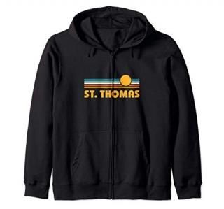 Retro St. Thomas US Virgin Islands Sunset Zip Hoodie