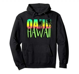 Hawaiian Hoodie Oahu Hawaii Vintage Sunset Vacation