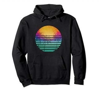 Vintage 80's beach sunset retro hoodie