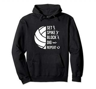 Set Spike Repeat Volleyball Hoodie For Girls Moms Coach Gift