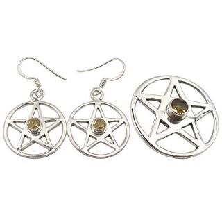 SilverStarJewel November Birthstone 925 Silver Yellow Round Citrine Dangle Earri