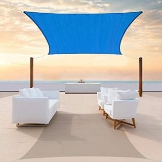 ColourTree 12' x 16' Blue Rectangle Sun Shade Sail Canopy Awning Shelter Fabric 